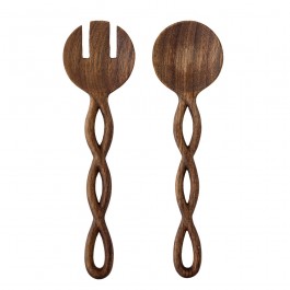 Couverts à salade Pinar  en acacia brun