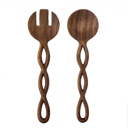 Couverts à salade Pinar  en acacia brun
