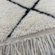 Moroccan Berber rug Beni Ouarain white ivory whit diamonds and black dashes 160 x 108 cm