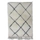 Tapis Beni Ouarain blanc à losanges noirs 160 x 108 cm