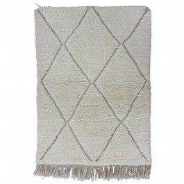 Tapis Beni Ouarain blanc à losanges blancs 162 x 113 cm