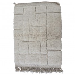 Tapis Beni Ouarain blanc à losanges blancs 165 x 120 cm