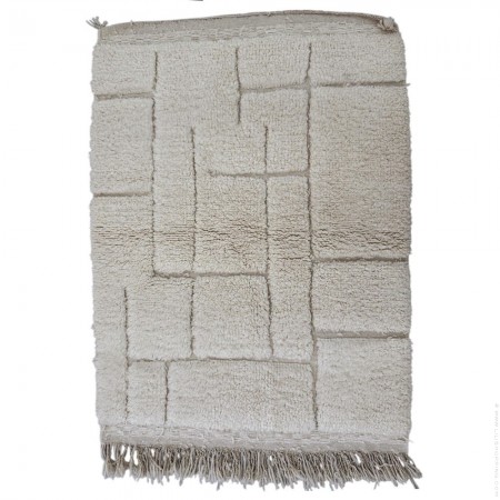 Tapis Beni Ouarain blanc à losanges blancs 165 x 120 cm