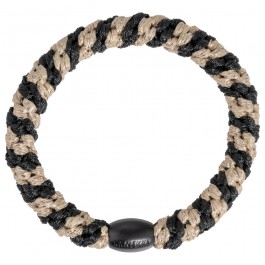 Elastique à cheveux et bracelet pailletté noir et beige