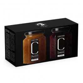 Coffret duo de confitures extra au thym sauvage Framboises et Abricots