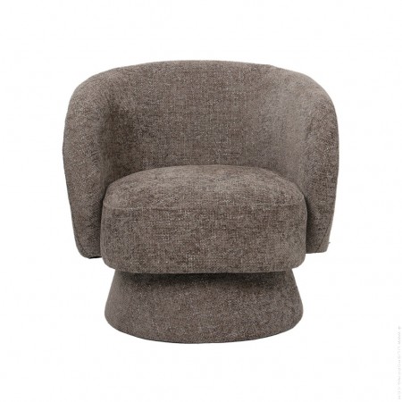 Round armchair chenille woven swivel, taupe