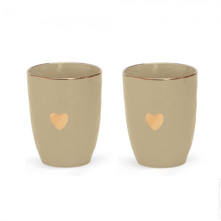 Set of 2 Morning Cuddles taupe cups Set of 2 Morning Cuddles taupe cups