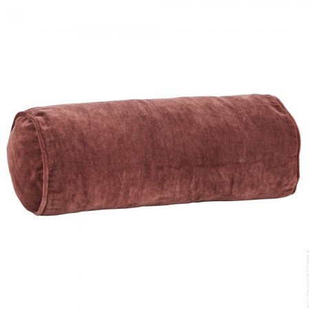 Coussin traversin velours framboise