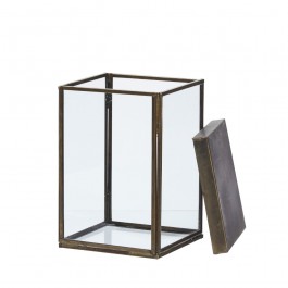 Boite en verre et laiton vieilli