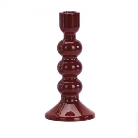 Burgundy glass candle holder