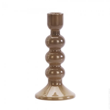 Bougeoir en verre taupe