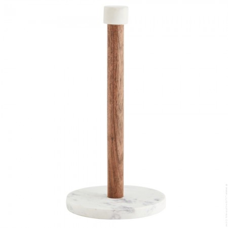 Support papier essuie tout marbre blanc et acacia