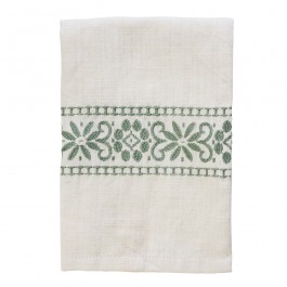 Sage and off white embroidered kitchen towel