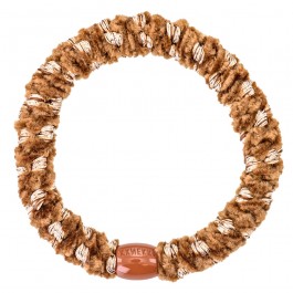 Elastique à cheveux et bracelet velours marron