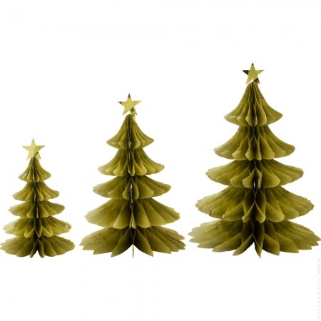 Set de 3 sapins de Noël dorés 