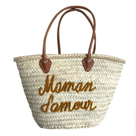 Panier brodé Maman d'Amour safran