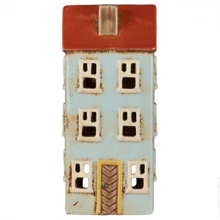 Red and blue tealight white house