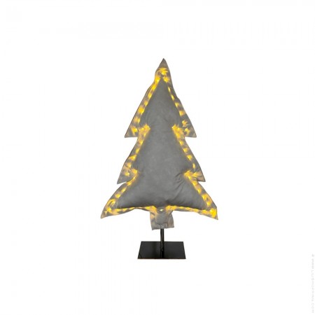 Sapin lumineux sur pied en velours blanc cassé