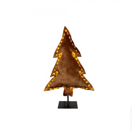 Sapin lumineux sur pied en velours blanc cassé