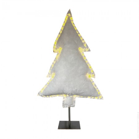 Sapin lumineux sur pied en velours blanc cassé M