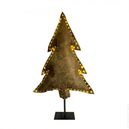 Sapin lumineux sur pied en velours kaki