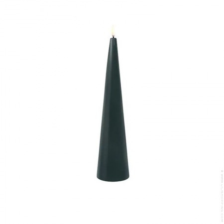 Green cone candle LED 6.8 x 30 cm