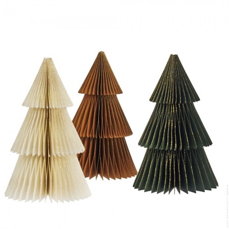 Set of 3 standing paper cm Christmas tree