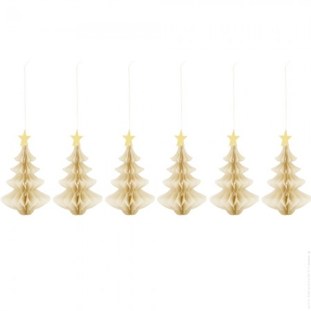 Set of 6 ivory Christmas trees 