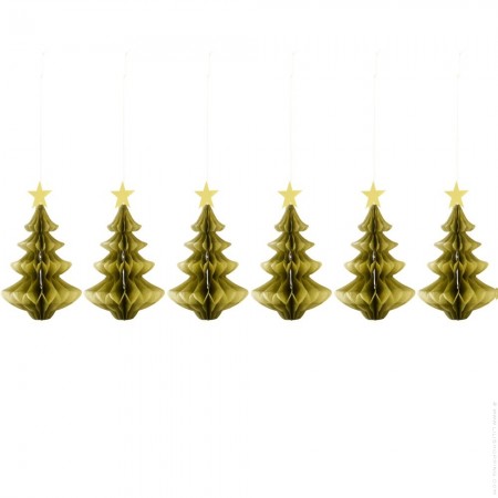 Set de 6 sapins de Noël dorés 