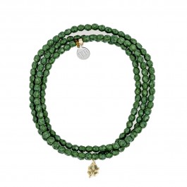 3 turn clover gold green forest bracelet