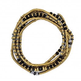 Bracelet 6 tours Alice 6 black and gold