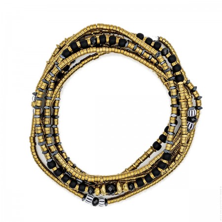 Bracelet 3 tours Alice 3 black and gold