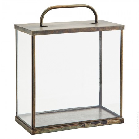 Aged brass rectangular lantern