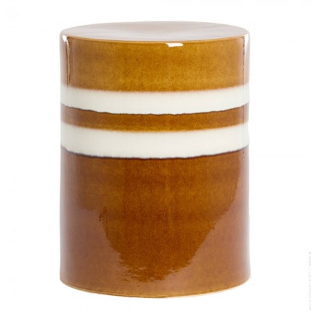 Table d'appoint Mooca cognac et blanc H 44 cm