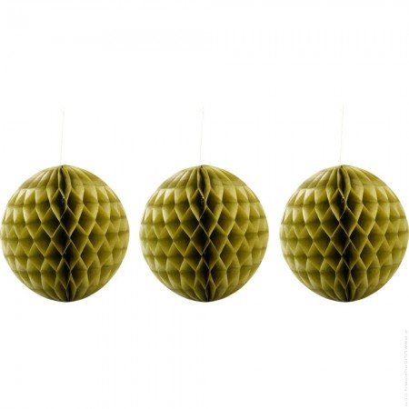 Set de 3 boules de Noël dorées 