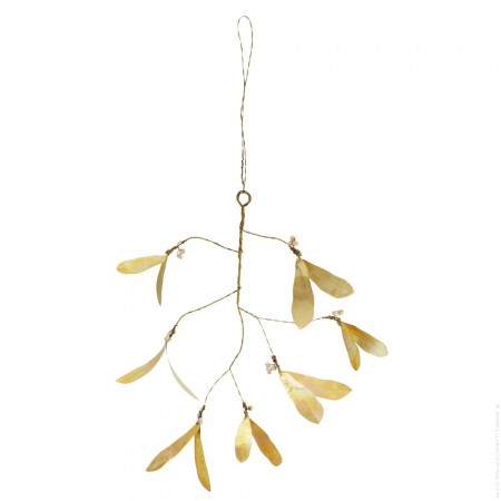 Brass Misteltoe with wooden beads