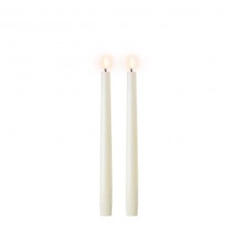 Set de 2 bougies chandelle LED ivoire