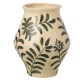 Vase feuille en grès vert et blanc cassé  24 cm
