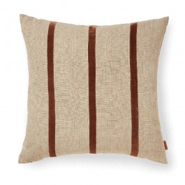 Coussin Senti rayé lin et brun