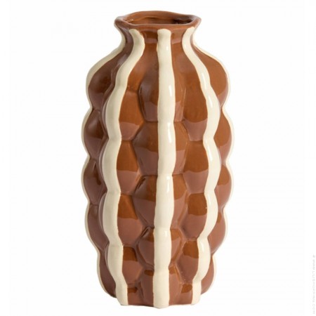 Vase Ulloa cr&egrave;me et brun 42 cm
