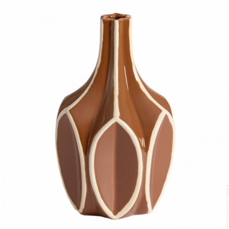 Vase Zeneli cr&egrave;me et brun