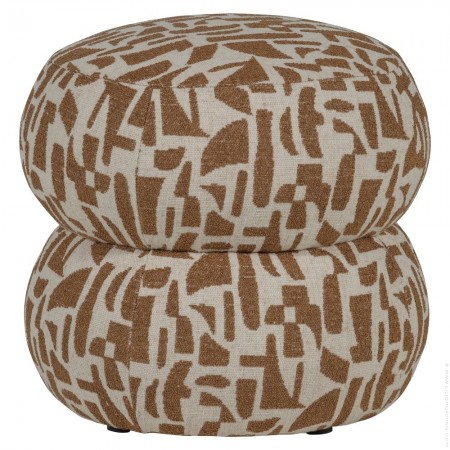 Graphic brown pouf stool