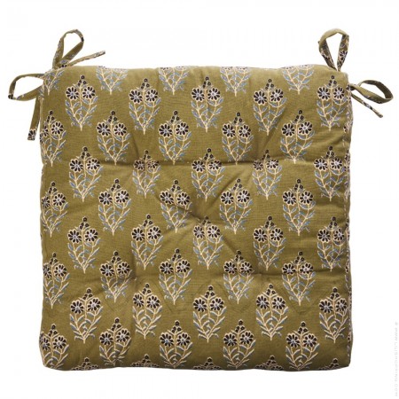 Coussin d'assise velours gris vert