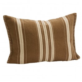 Tapenade and off white stripped cushion