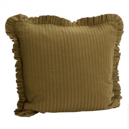 Coussin &agrave; rayures en jute et coton