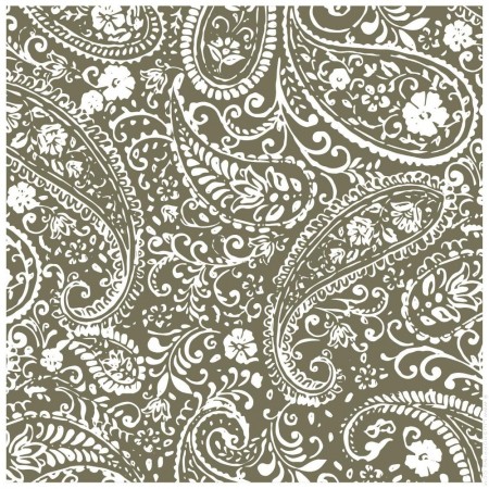 Pack of 20 green paisley paper napkins