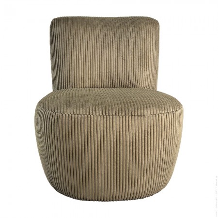 Fauteuil Eve en velours c&ocirc;tel&eacute; choco