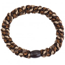 Elastique à cheveux et bracelet pailletté mousse et marron