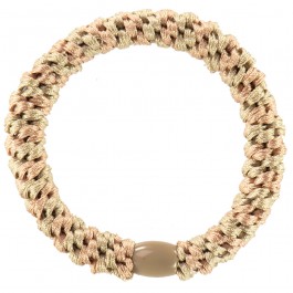 Elastique à cheveux et bracelet pailletté beige pêche