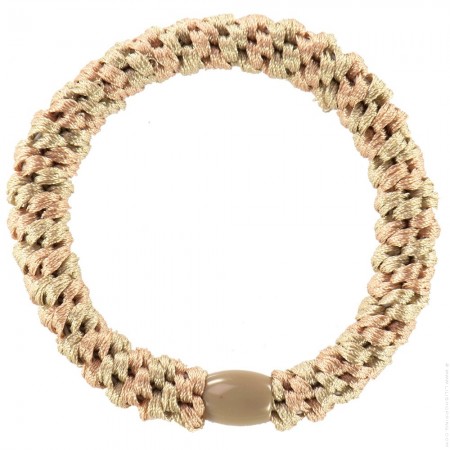 Hair tie and bracelet glitter coral beige